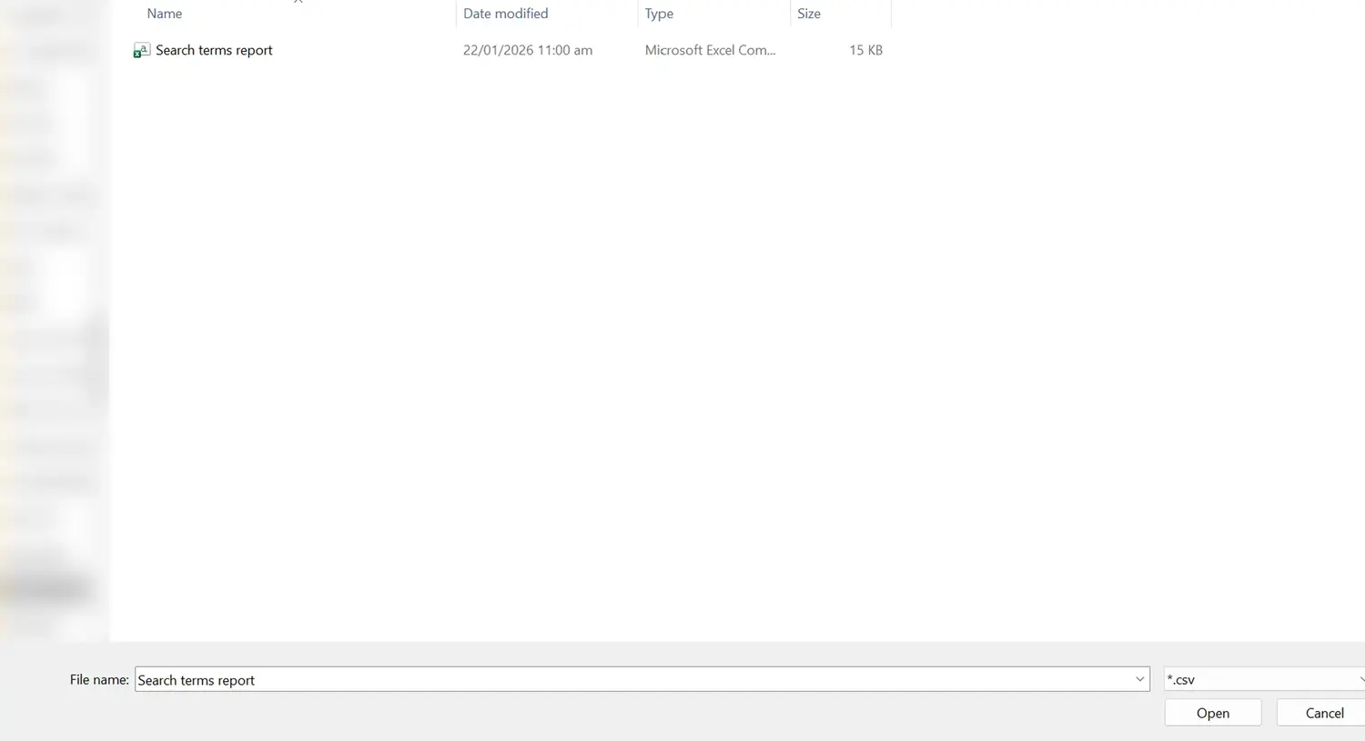 Select CSV file to upload